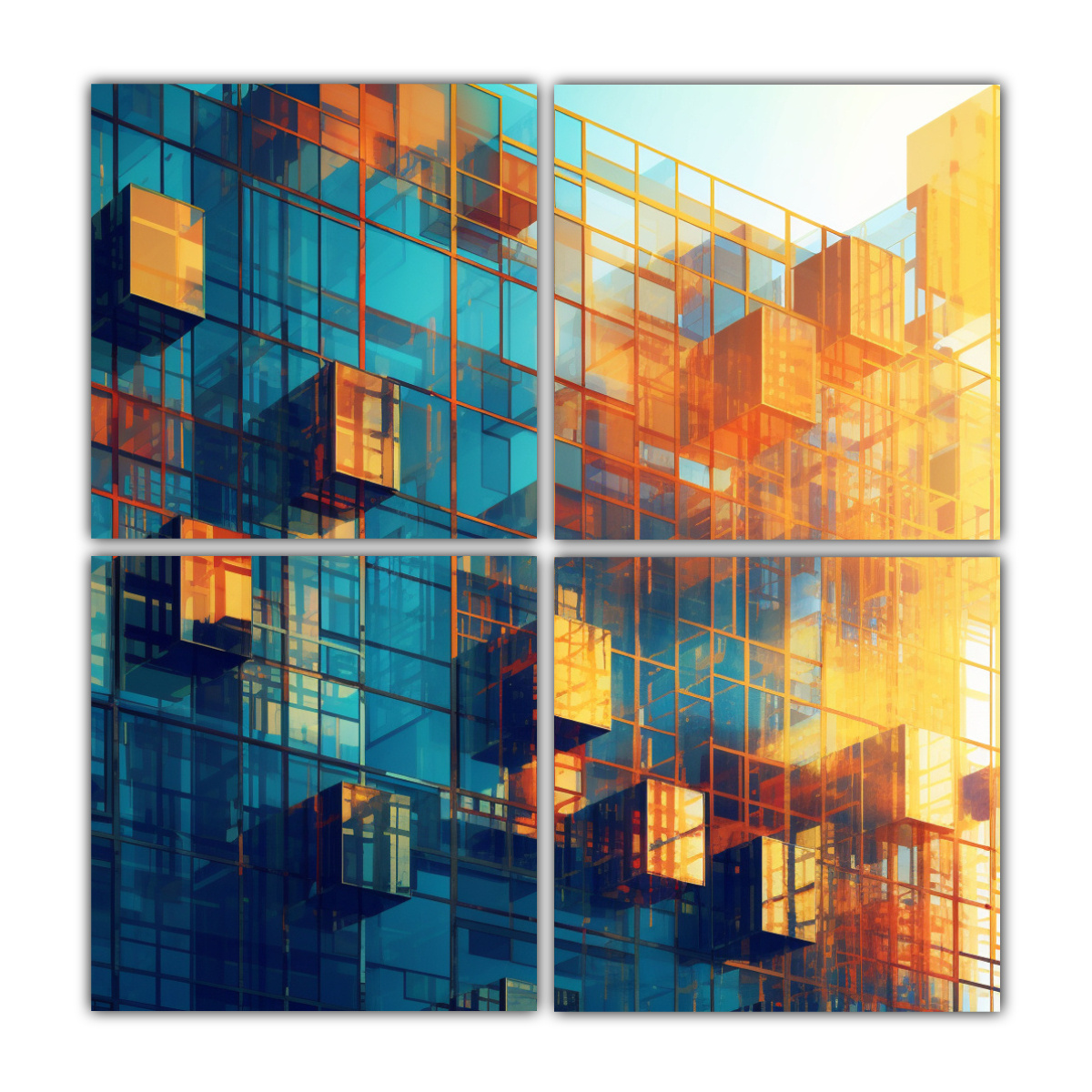 CUADROS MODERNOS DE INTERIORES CON VENTANAS 100X100 CM - 1