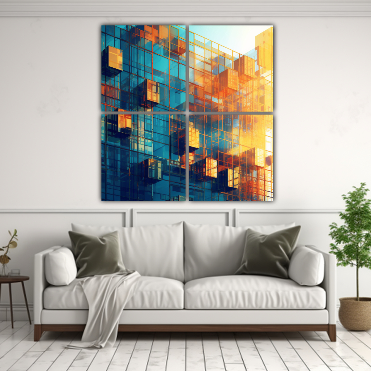 CUADROS MODERNOS DE INTERIORES CON VENTANAS 100X100 CM - 2