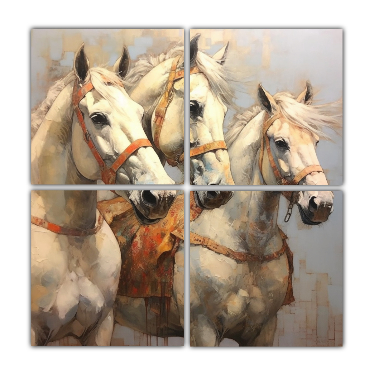 CUADRO DE DECORACIÓN CON 3 CABEZAS DE CABALLO EN 200X200 CM - 1