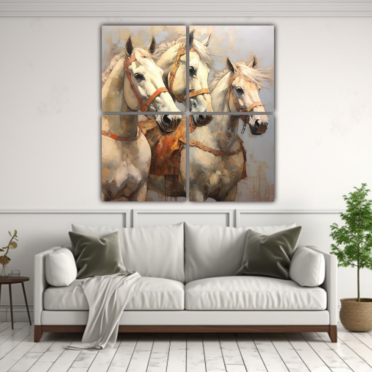 CUADRO DE DECORACIÓN CON 3 CABEZAS DE CABALLO EN 200X200 CM - 2