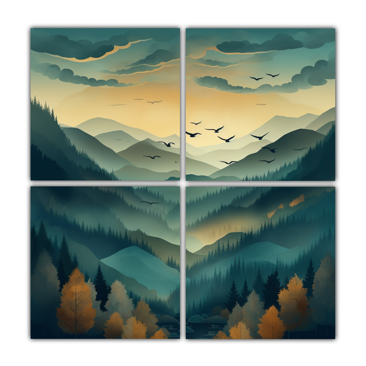 LIENZO DIGITAL INSPIRADOR: PAISAJE MONTAÑOSO EN 100X100 CM - 1