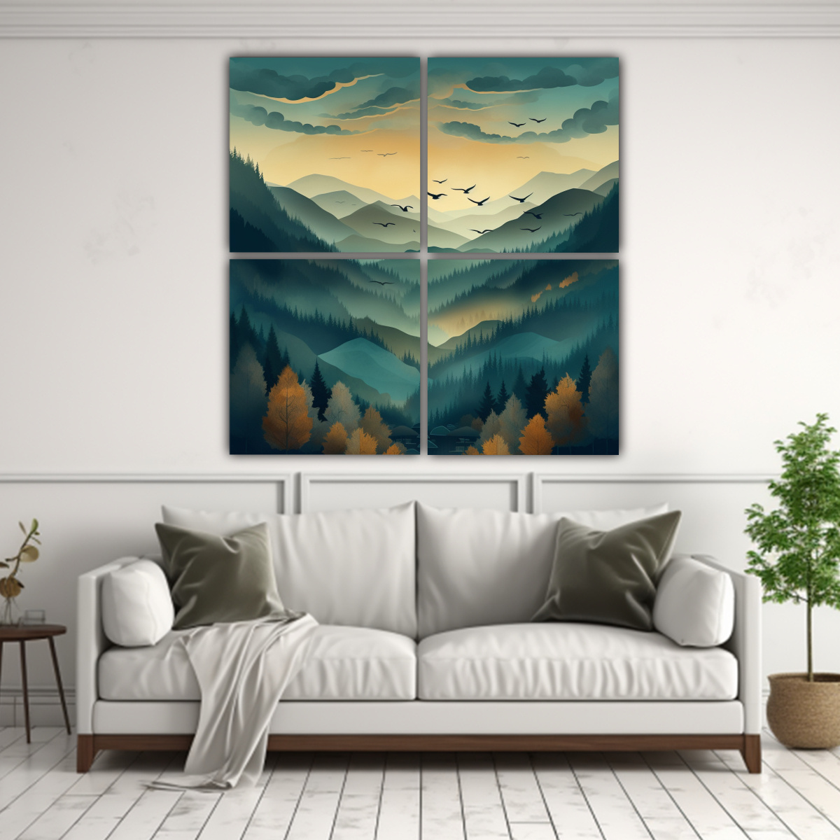 LIENZO DIGITAL INSPIRADOR: PAISAJE MONTAÑOSO EN 100X100 CM - 2