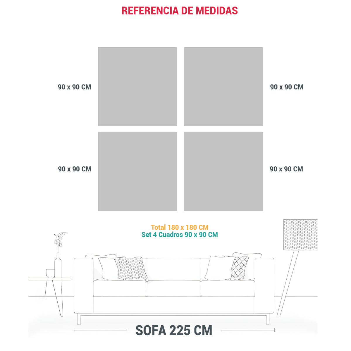 CUADROS DE TELA MINIMALISTAS EN TONOS 180X180 CM - 3