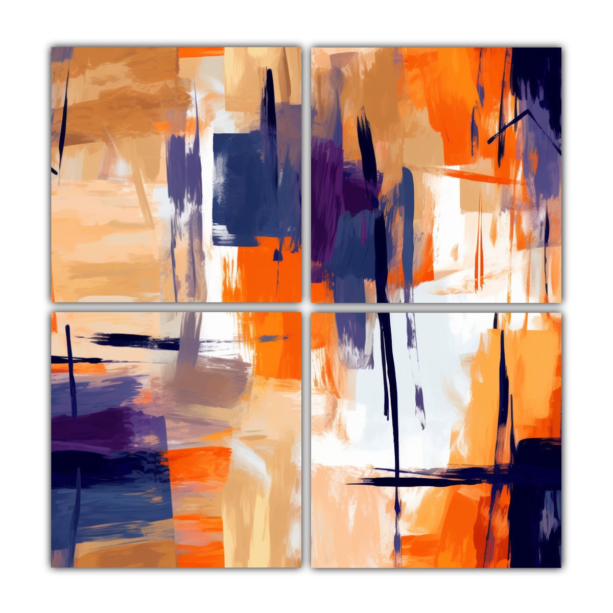 CUADRO DE PARED MODERNO: PINTURA NARANJA EN FONDO 140X140 CM - 1