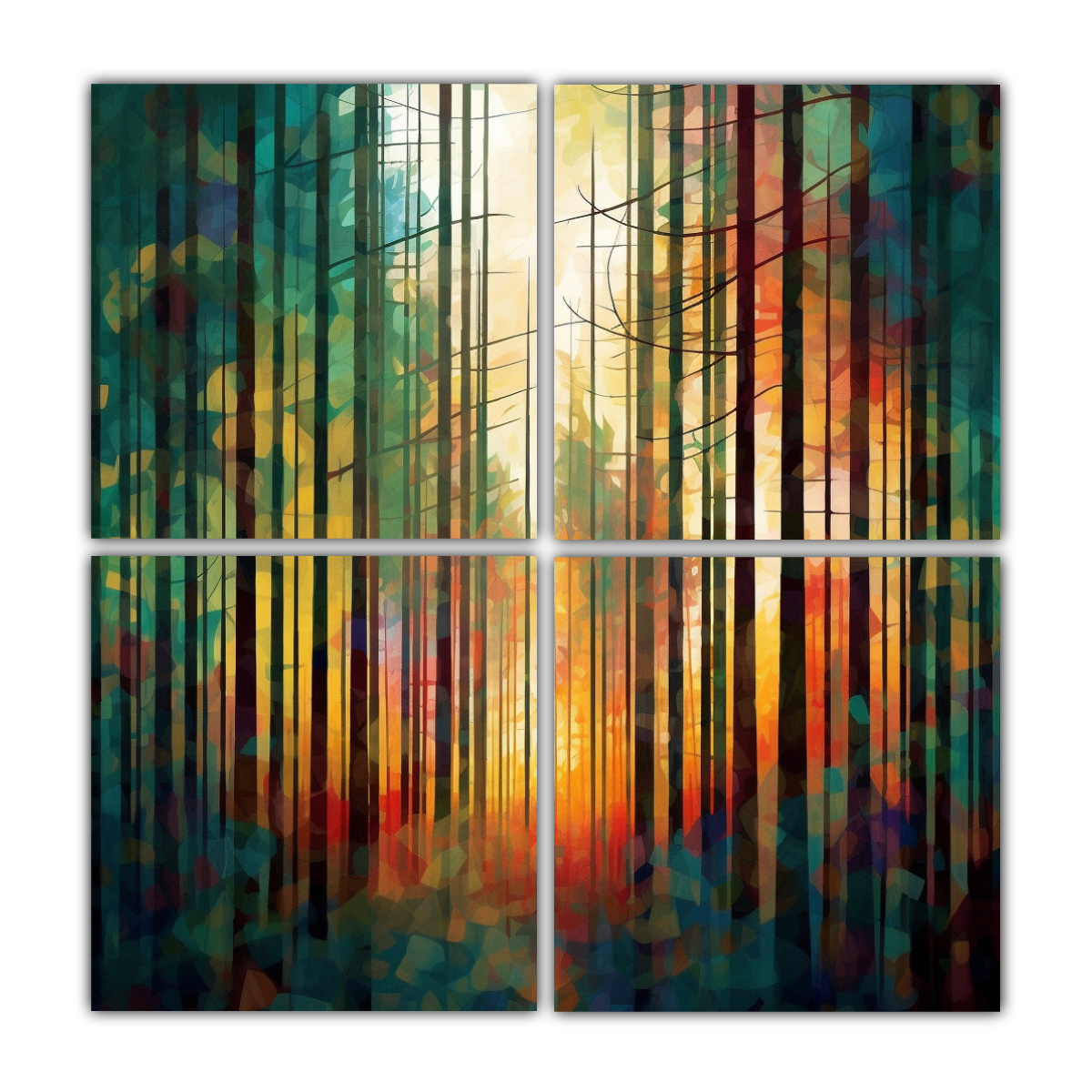 CUATRO COMPOSICIÓN TEMA AMBIENTE PINTURAS 200X200 CM - 1
