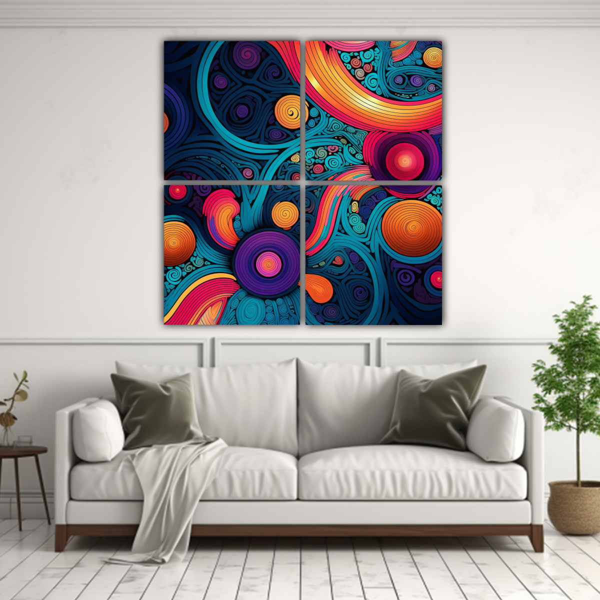 CUADRO DE TELA FLORAL CON DISEÑO ESPECTACULAR DE 160X160 CM - 2