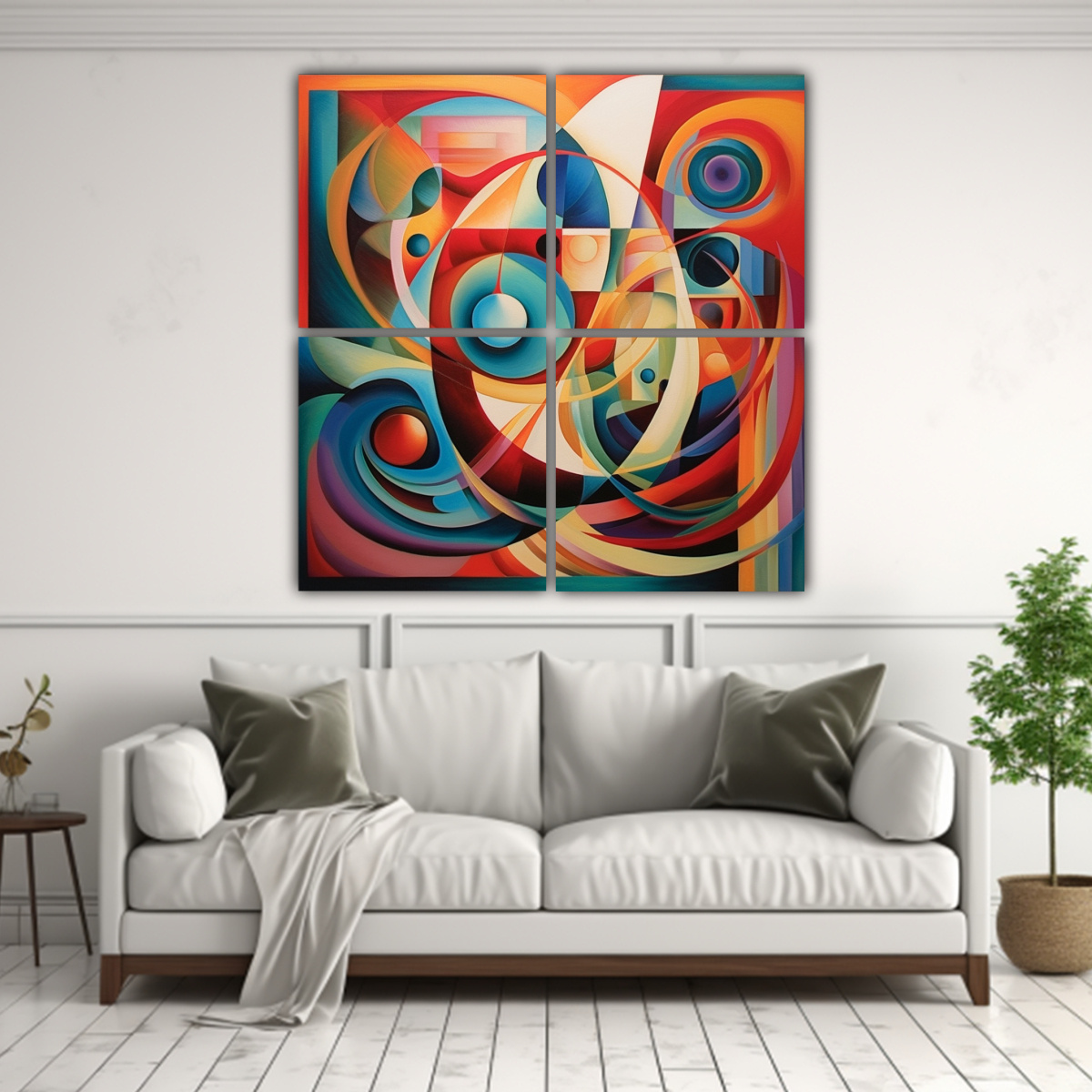 PINTURA AL ÓLEO DE FORMAS ÁRABES EN FINAS 180X180 CM - 2