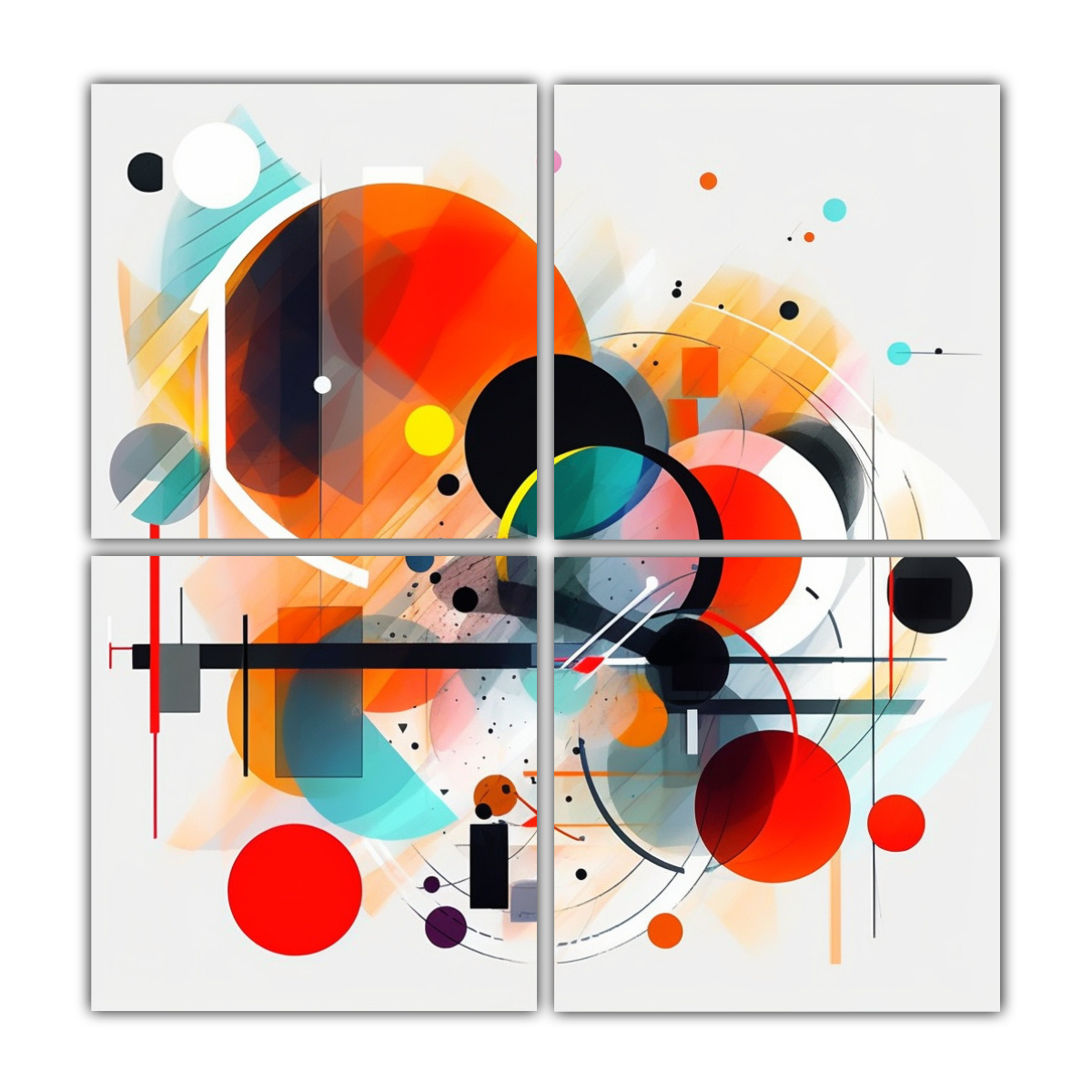 CUATRO COMPOSICIONES TONOS ELEGANTE ARTE 80X80 CM - 1