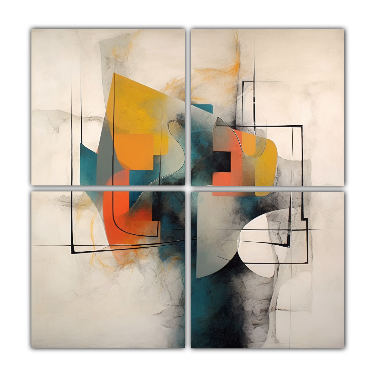 PINTURAS ABSTRACTAS MODERNAS MINIMALISTAS CUATRO 80X80 CM - 1