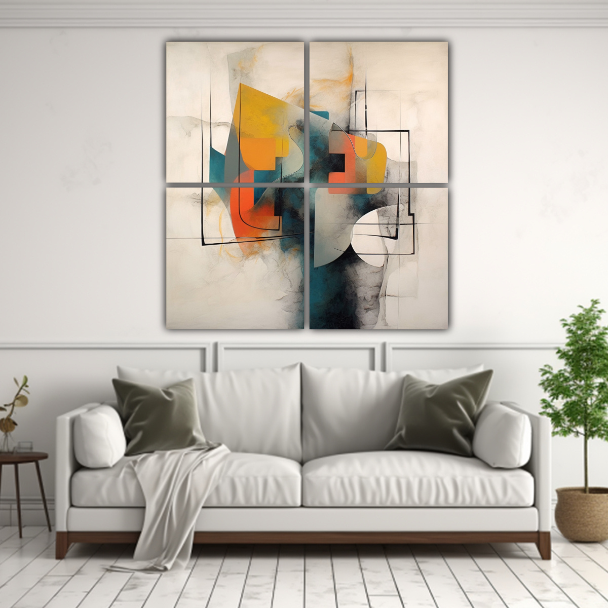 PINTURAS ABSTRACTAS MODERNAS MINIMALISTAS CUATRO 80X80 CM - 2