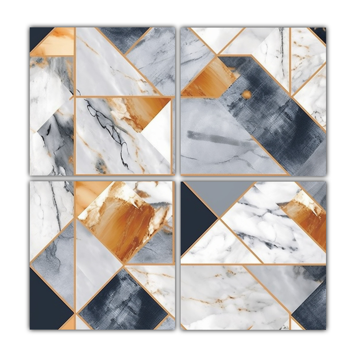 CUATRO LIENZOS DE TELA VINTAGE ELEGANCIA MÁRMOL 120X120 CM - 1