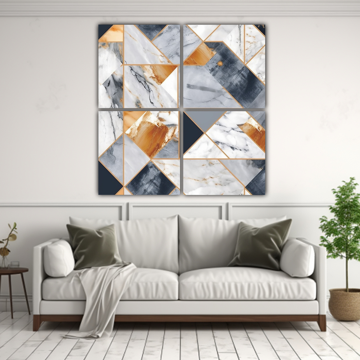 CUATRO LIENZOS DE TELA VINTAGE ELEGANCIA MÁRMOL 120X120 CM - 2