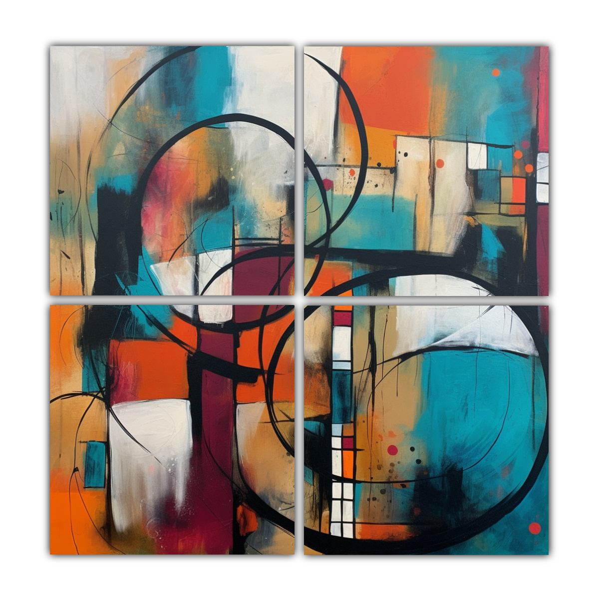 CUATRO TELAS EN BASTIDOR ABSTRACTO ACTUALES PARA 180X180 CM - 1