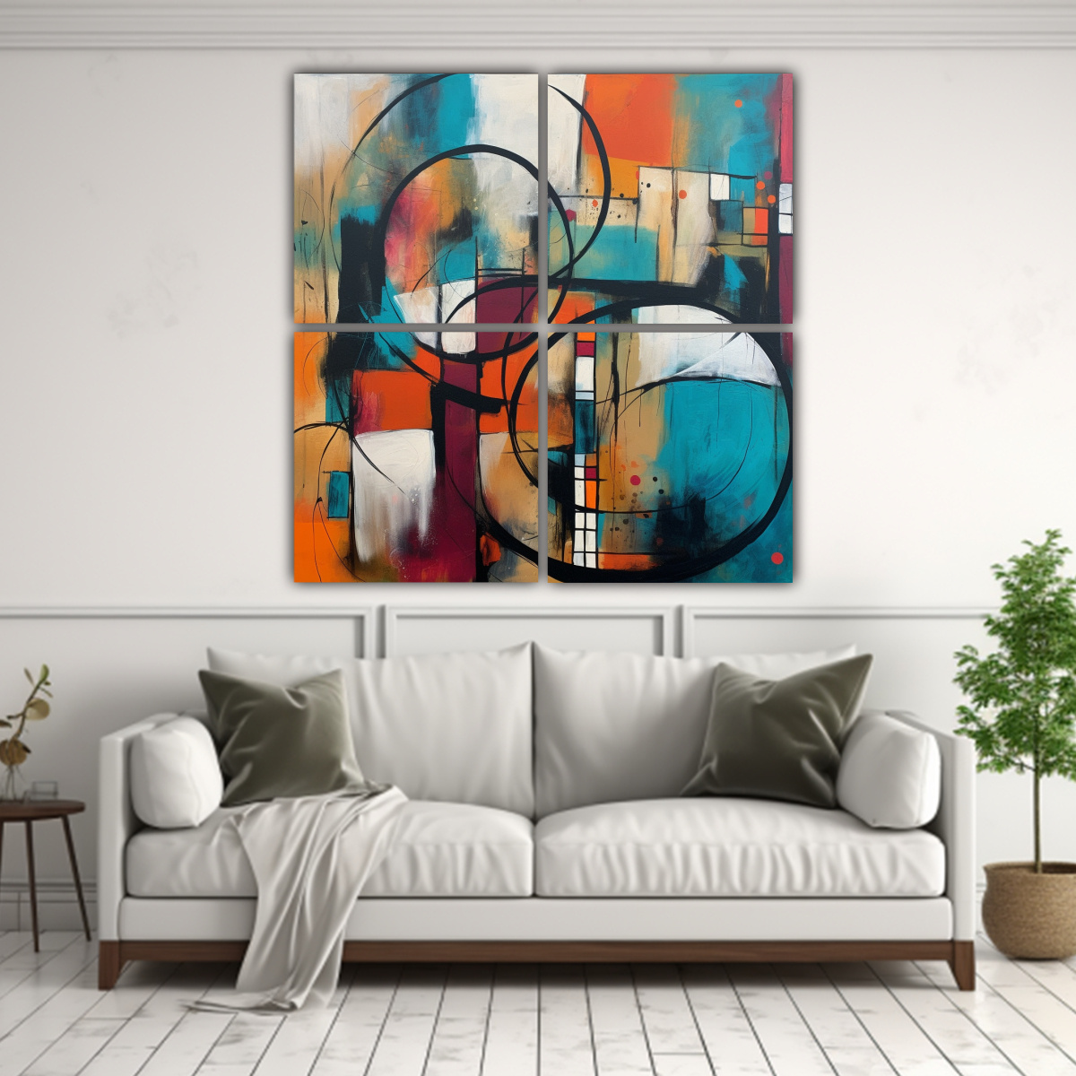 CUATRO TELAS EN BASTIDOR ABSTRACTO ACTUALES PARA 180X180 CM - 2