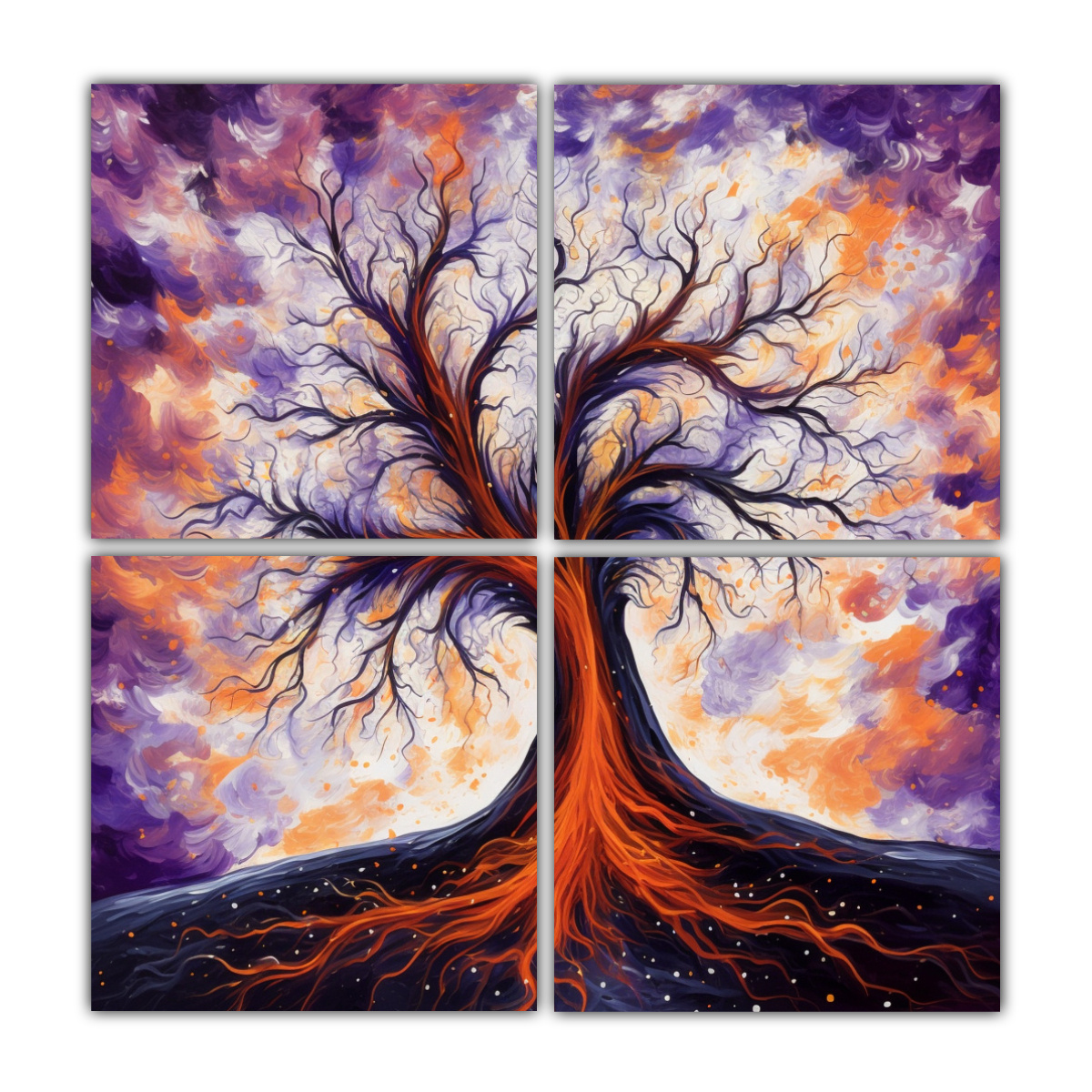 PINTURA FLORAL ABSTRACTA EN BASTIDOR: ARTE 200X200 CM - 1
