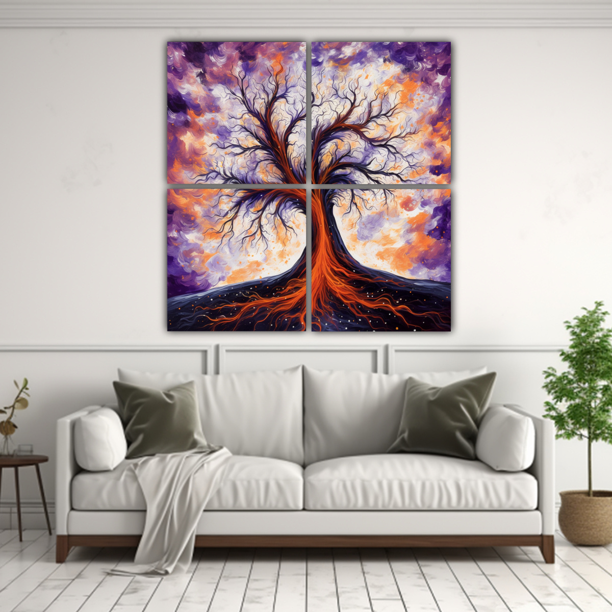 PINTURA FLORAL ABSTRACTA EN BASTIDOR: ARTE 200X200 CM - 2