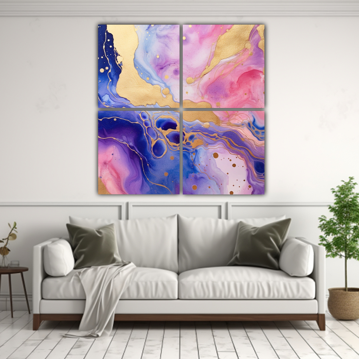 CUATRO ESQUEMA ACUARELA MÁRMOL BRILLANTE DORADO 100X100 CM - 2