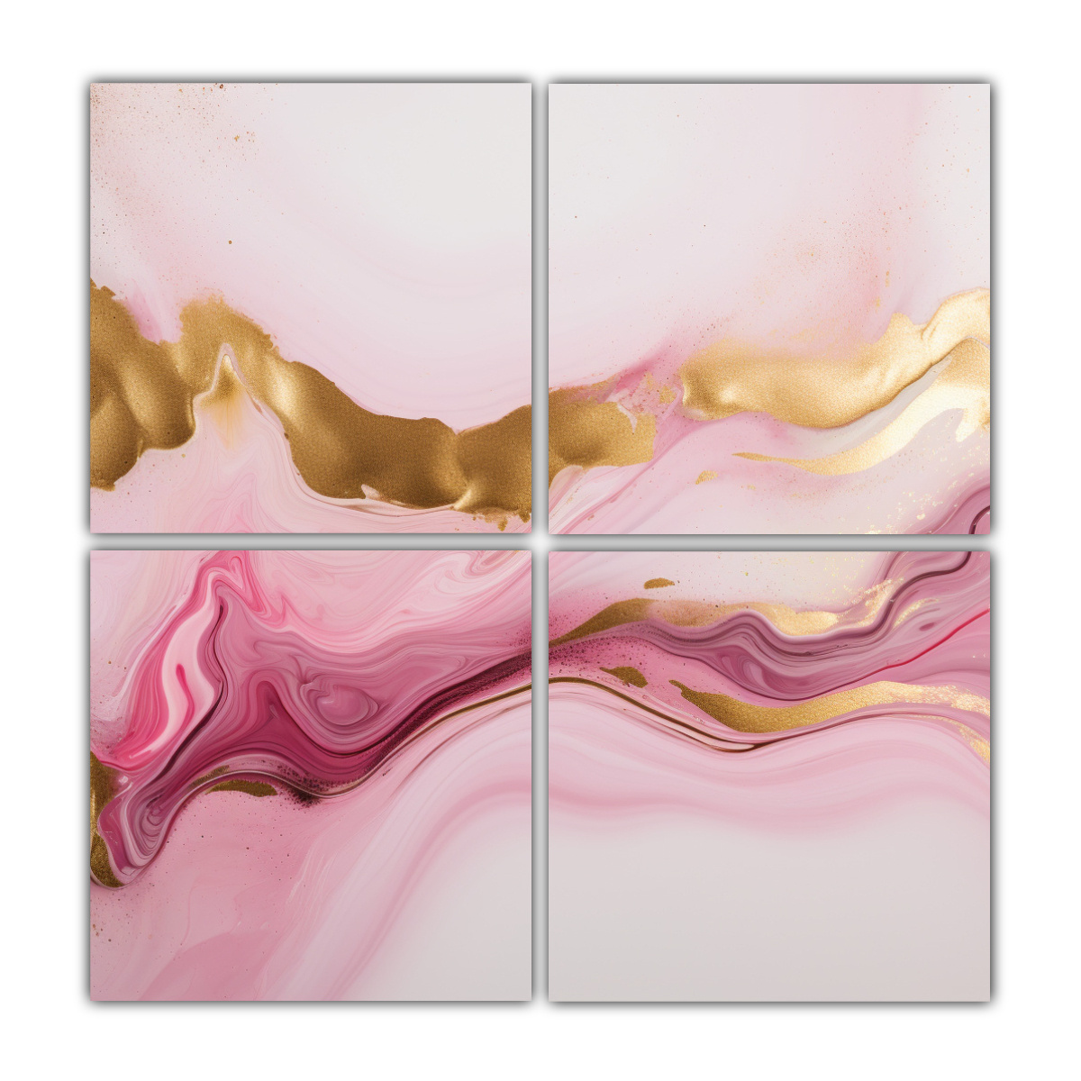 CUATRO PINTURAS DECORATIVAS ARMONÍA DE COLORES 80X80 CM - 1