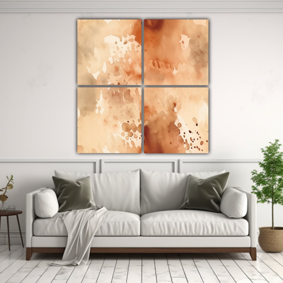 CUATRO ARTE DE PARED HERMOSO VIDA EN ACUARELA E 140X140 CM - 2
