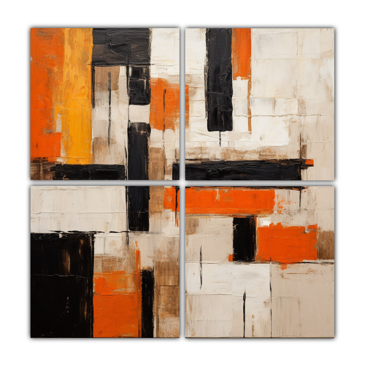 CUADRO DECORATIVO EN BASTIDOR NEGRO Y NARANJA 150 100X100 CM - 1