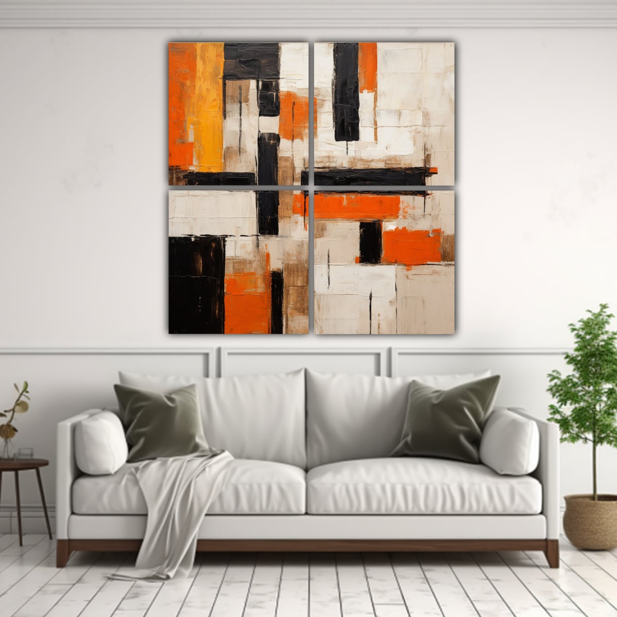 CUADRO DECORATIVO EN BASTIDOR NEGRO Y NARANJA 150 100X100 CM - 2