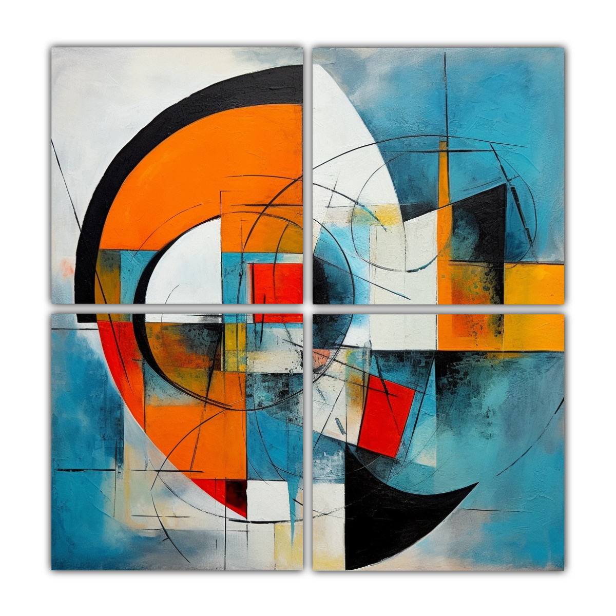 PINTURA ABSTRACTA SIMETRIA CUADRADO MODERNISMO 60X60 CM