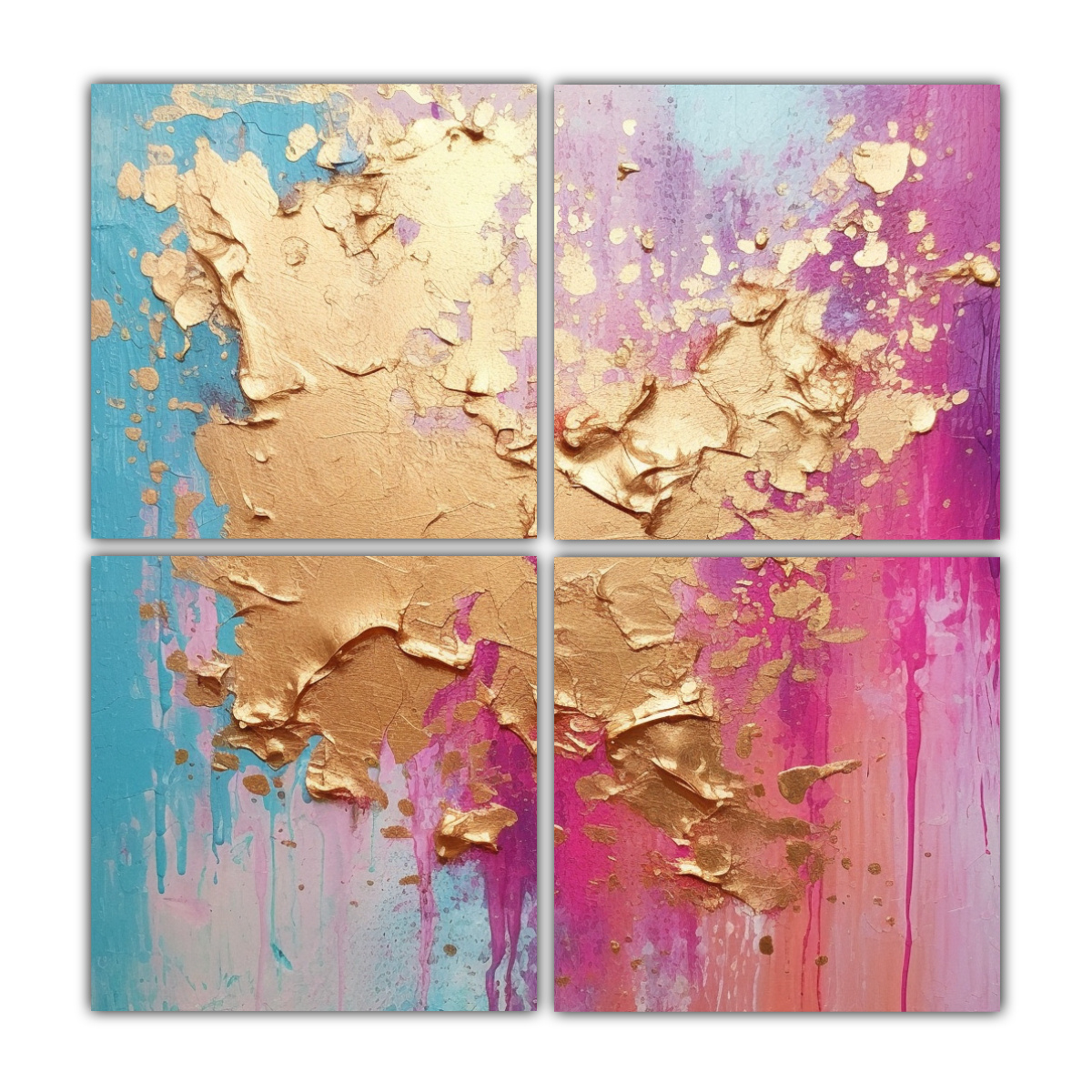 CUADRO DE ACRÍLICO LUJOSO Y GLAMOROSO: 4 TELAS 120X120 CM - 1
