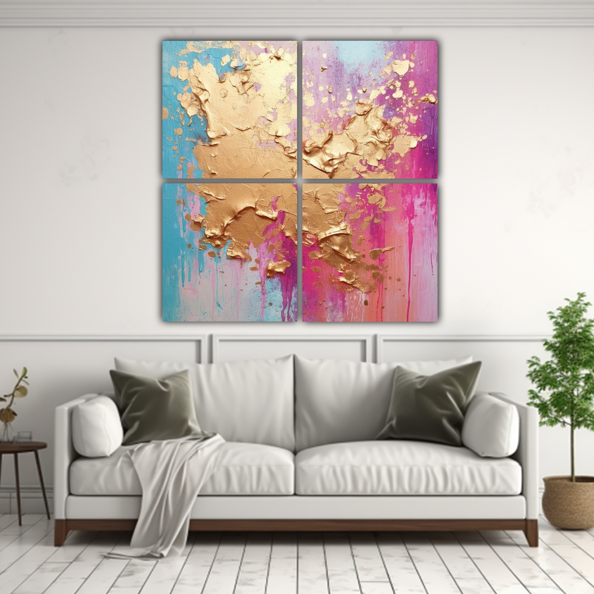 CUADRO DE ACRÍLICO LUJOSO Y GLAMOROSO: 4 TELAS 120X120 CM - 2