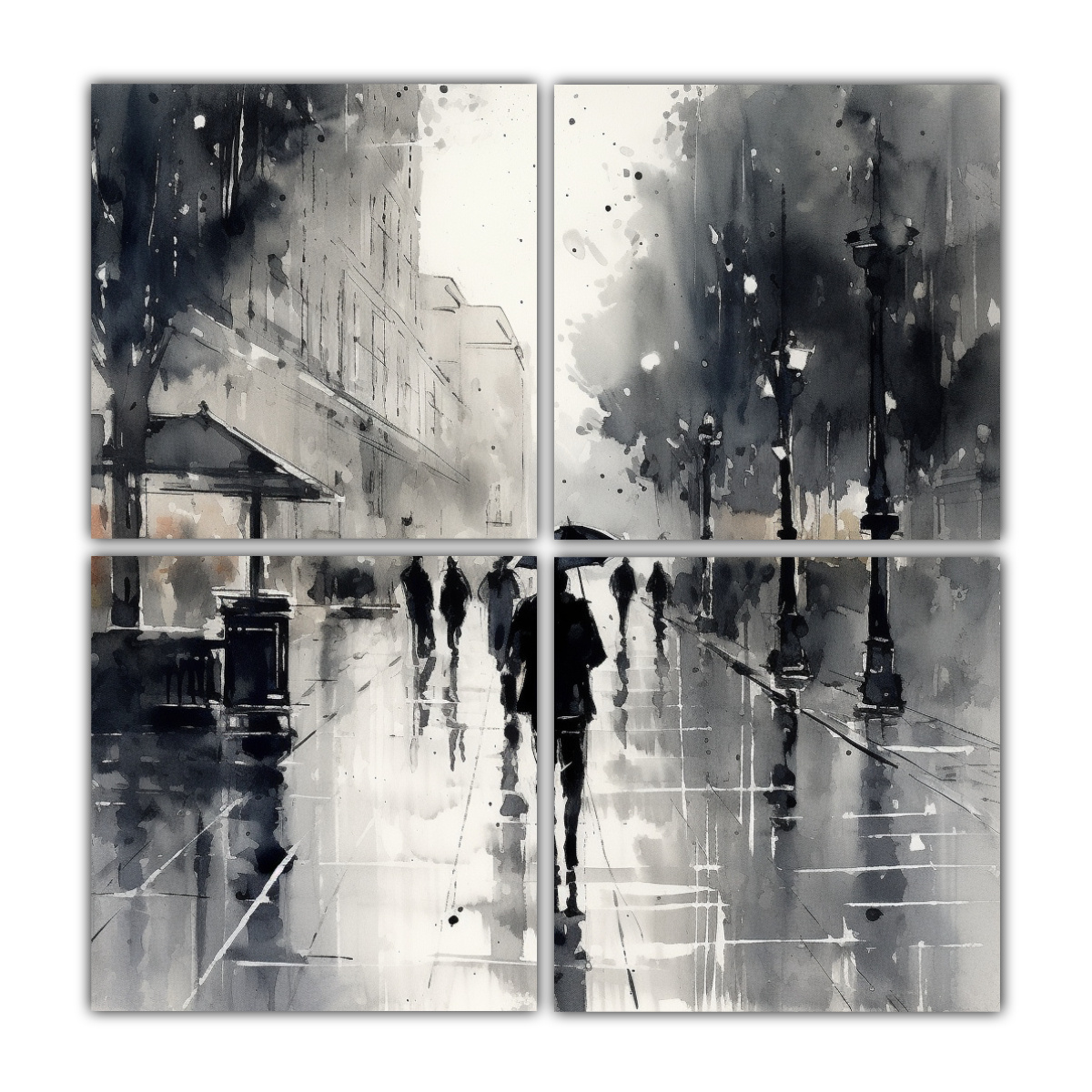 CUATRO ARTES DECORACIÓN MURAL BOSQUEJO ACUARELA 100X100 CM - 1