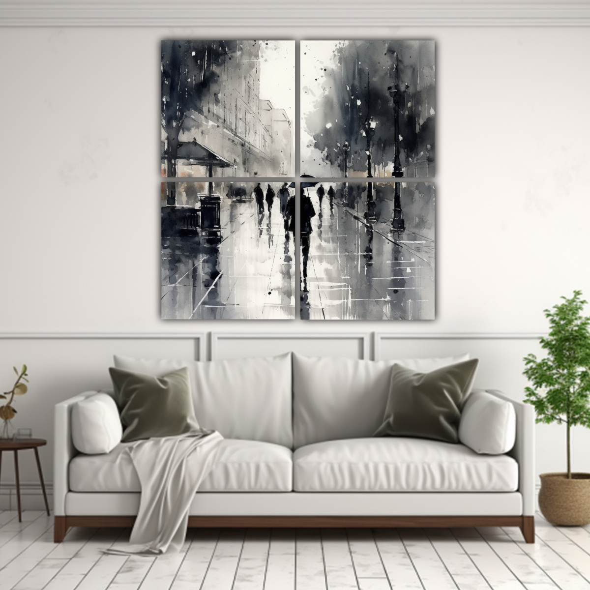 CUATRO ARTES DECORACIÓN MURAL BOSQUEJO ACUARELA 100X100 CM - 2