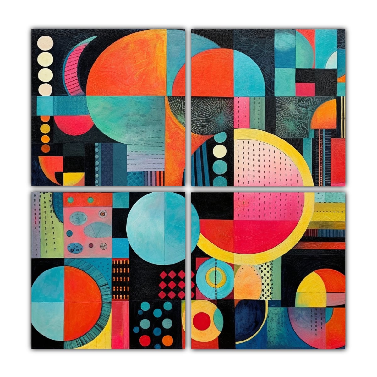 CUATRO TELAS ARTÍSTICAS JUVENILES, FORMAS Y 100X100 CM - 1