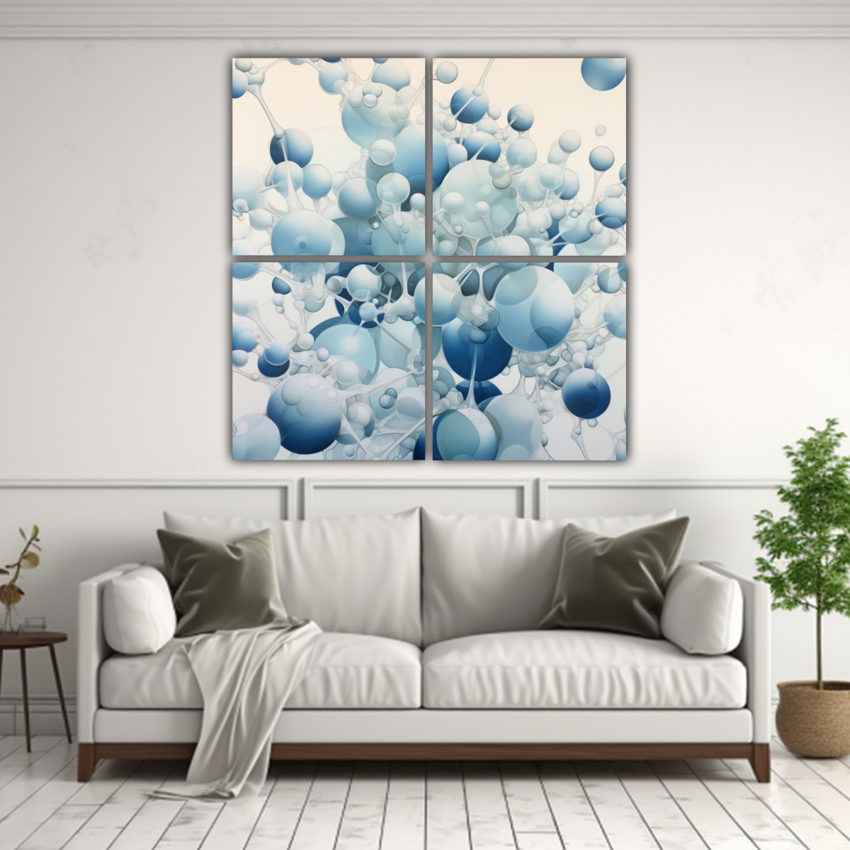 PINTURAS DECORATIVAS AZUL CLARO Y BLANCO CON 180X180 CM - 2