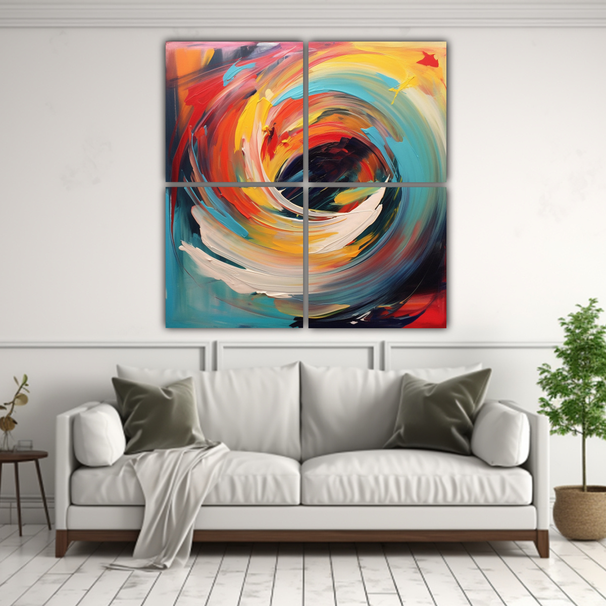 CUATRO LIENZOS DE TELA TEMA AMBIENTE ARTÍSTICO 140X140 CM - 2
