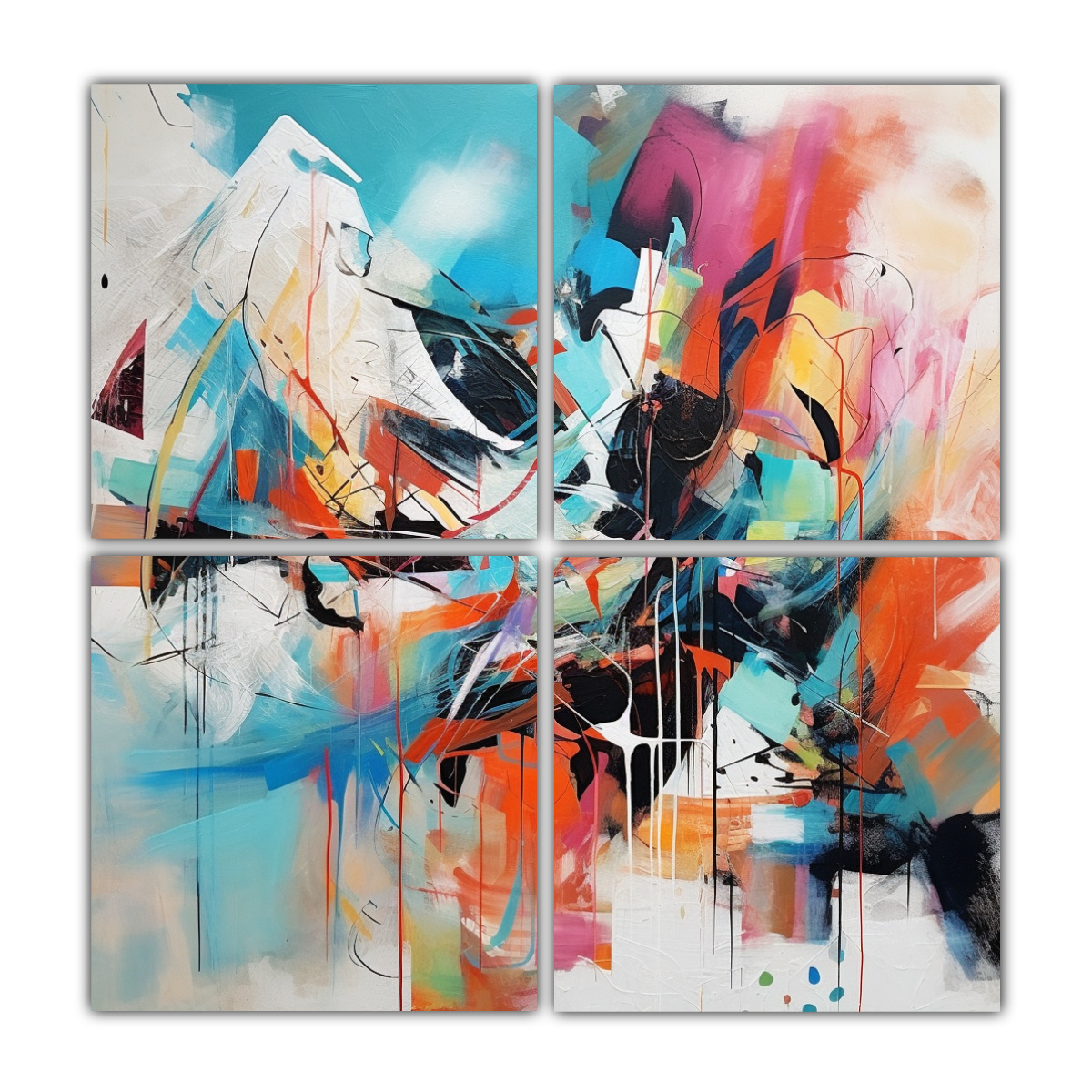 PINTURA ABSTRACTA EN CUATRO LIENZOS DE 120X120 CM - 1