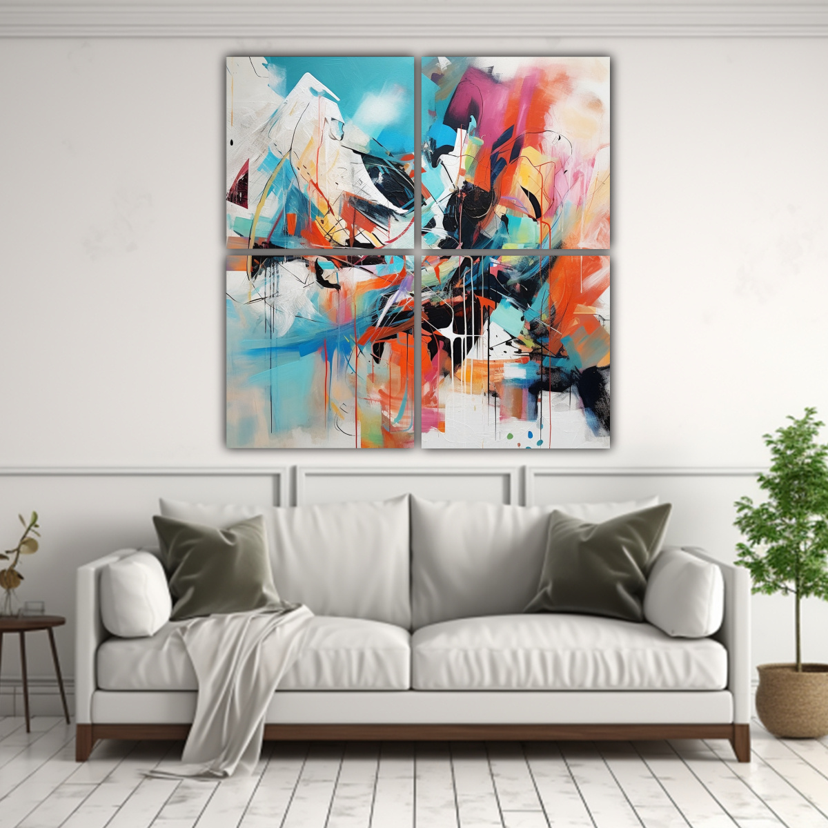 PINTURA ABSTRACTA EN CUATRO LIENZOS DE 120X120 CM - 2