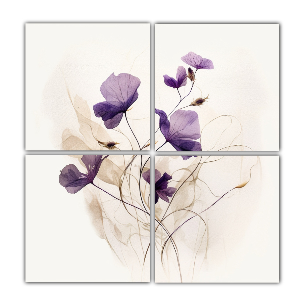 SET DE 4 LIENZOS ESTILO GALERÍA CON FIGURAS 60X60 CM - 1