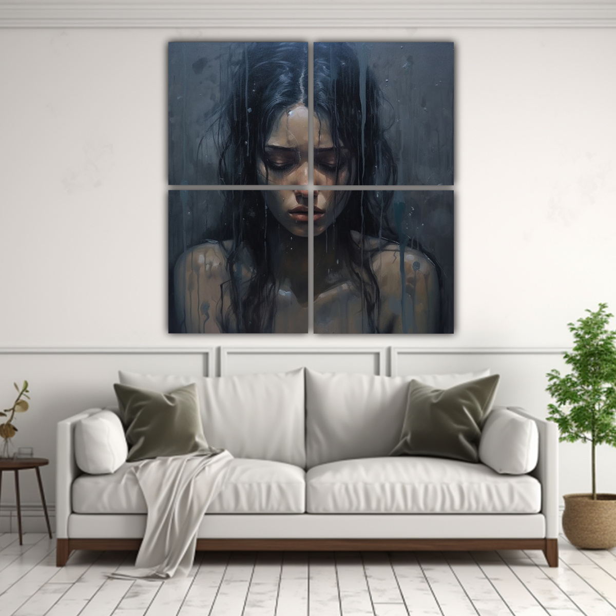 CUATRO LIENZOS CUADRO TRISTEZA DIMENSIONES 180X180 CM - 2