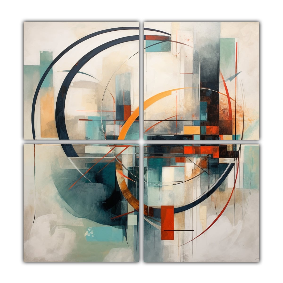 CUATRO LIENZOS ABSTRACTOS CALIDEZ CALIDEZ EN 180X180 CM - 1