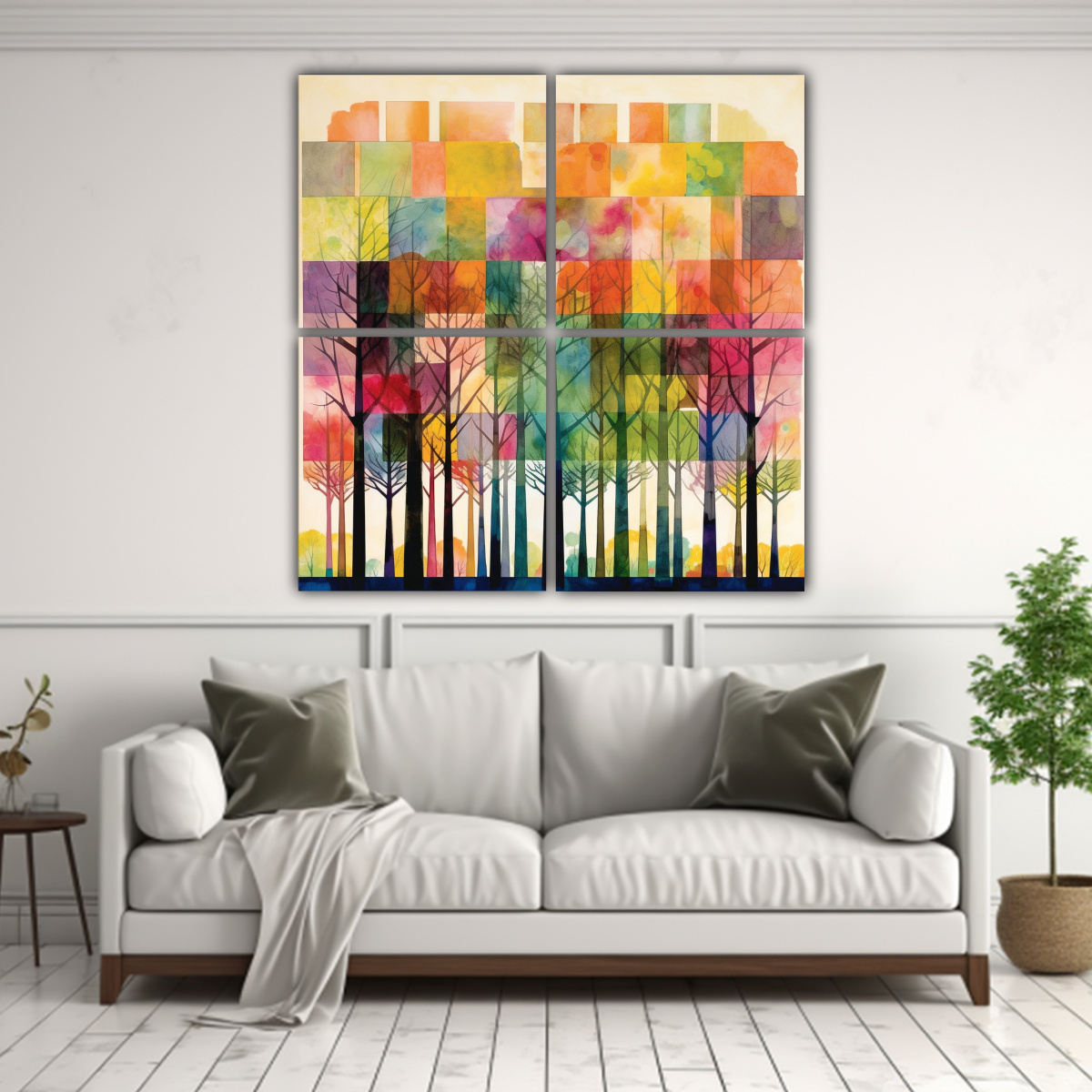 CUADRO DE ÁRBOLES EN CUADRÍCULA PARA DECORACIÓN 180X180 CM - 2