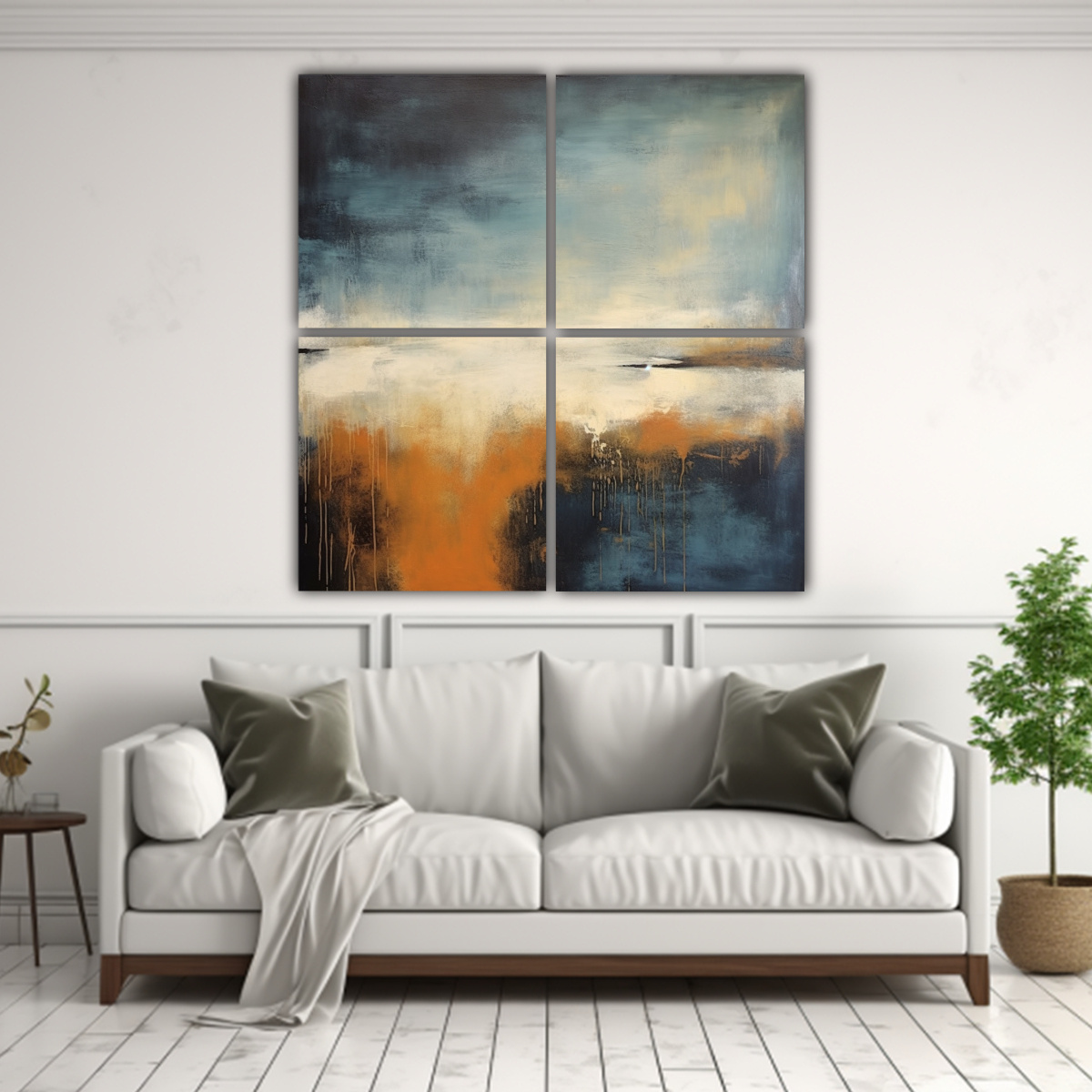CUATRO ARTE DE PARED EN ESTILO GALERÍA CON 140X140 CM - 2