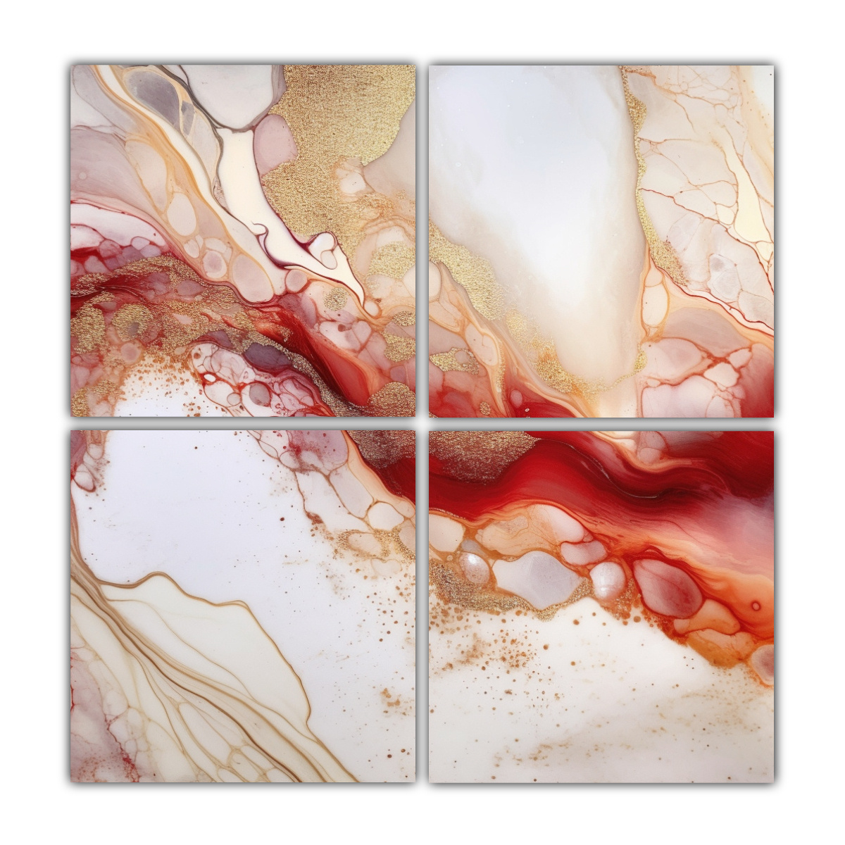 4 CUADROS ORIGINALES DE LIENZO TONOS ABSTRACTOS 180X180 CM - 1