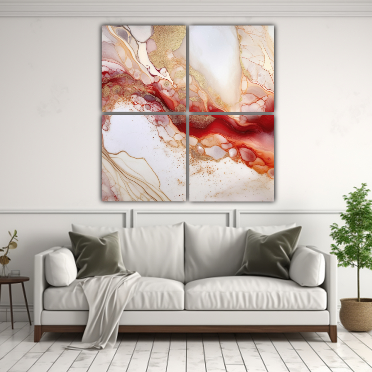 4 CUADROS ORIGINALES DE LIENZO TONOS ABSTRACTOS 180X180 CM - 2