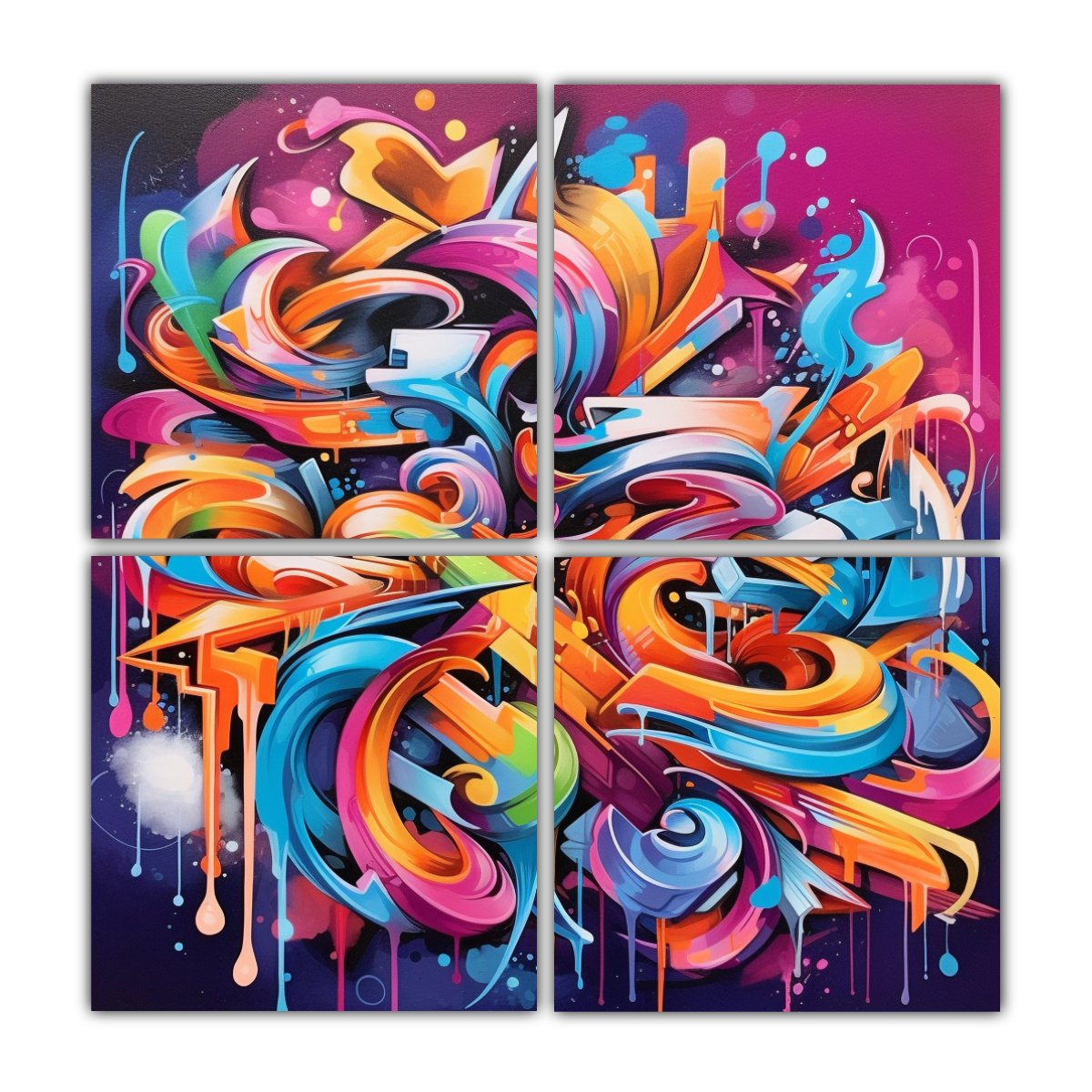 CUADROS GRAFFITI CONCEPTUAL SIMETRÍA LETRAS 140X140 CM - 1