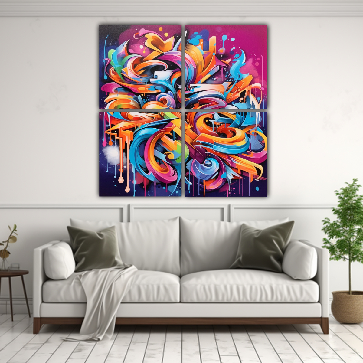 CUADROS GRAFFITI CONCEPTUAL SIMETRÍA LETRAS 140X140 CM - 2