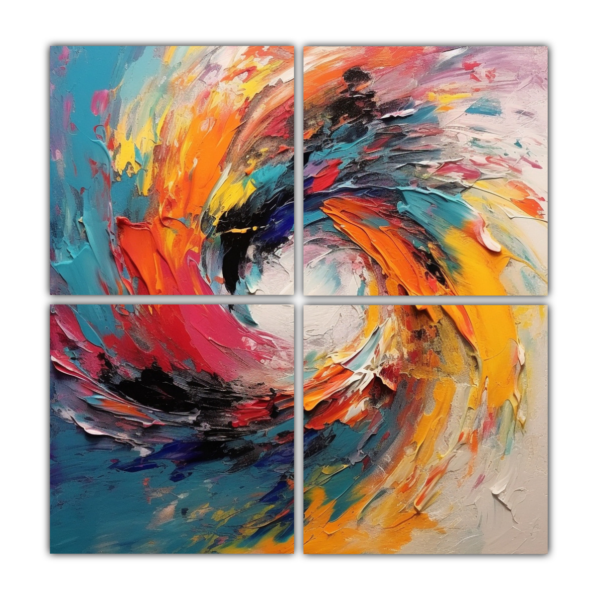 PINTURA ABSTRACTA MODERNA COLORIDA CON EFECTO 120X120 CM - 1