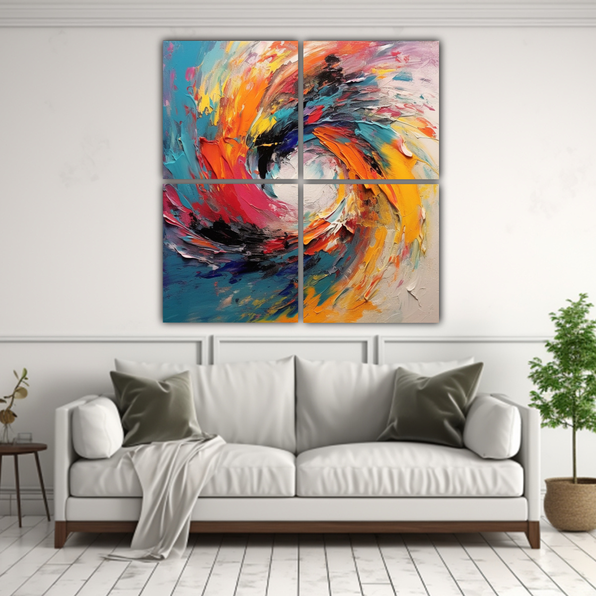PINTURA ABSTRACTA MODERNA COLORIDA CON EFECTO 120X120 CM - 2