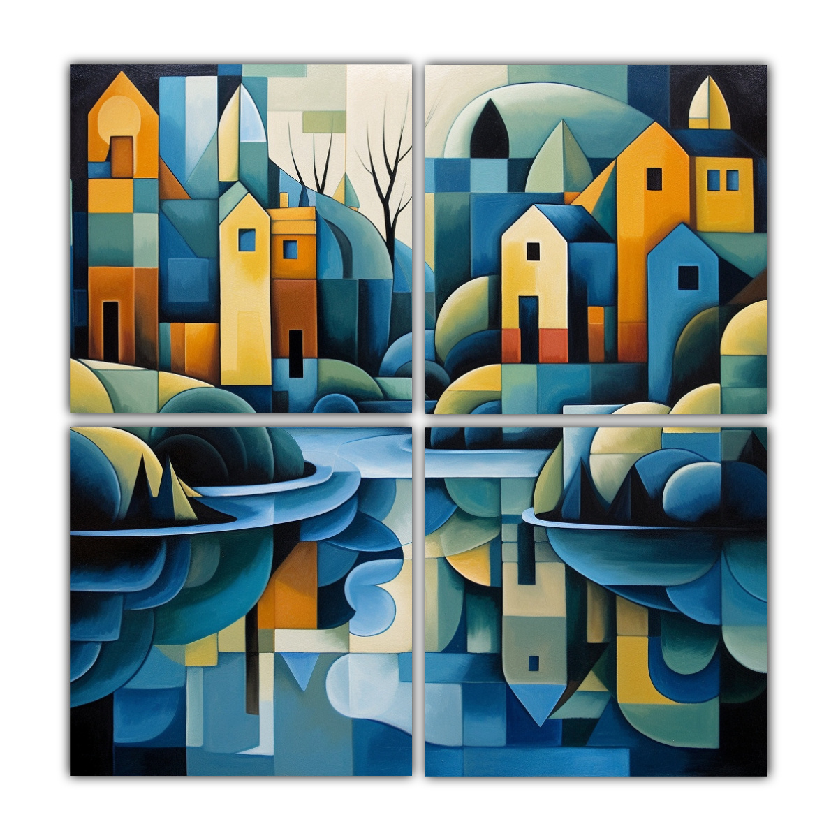 PINTURAS DECORATIVAS CUBISMO RÍO COMBINACIÓN 200X200 CM - 1