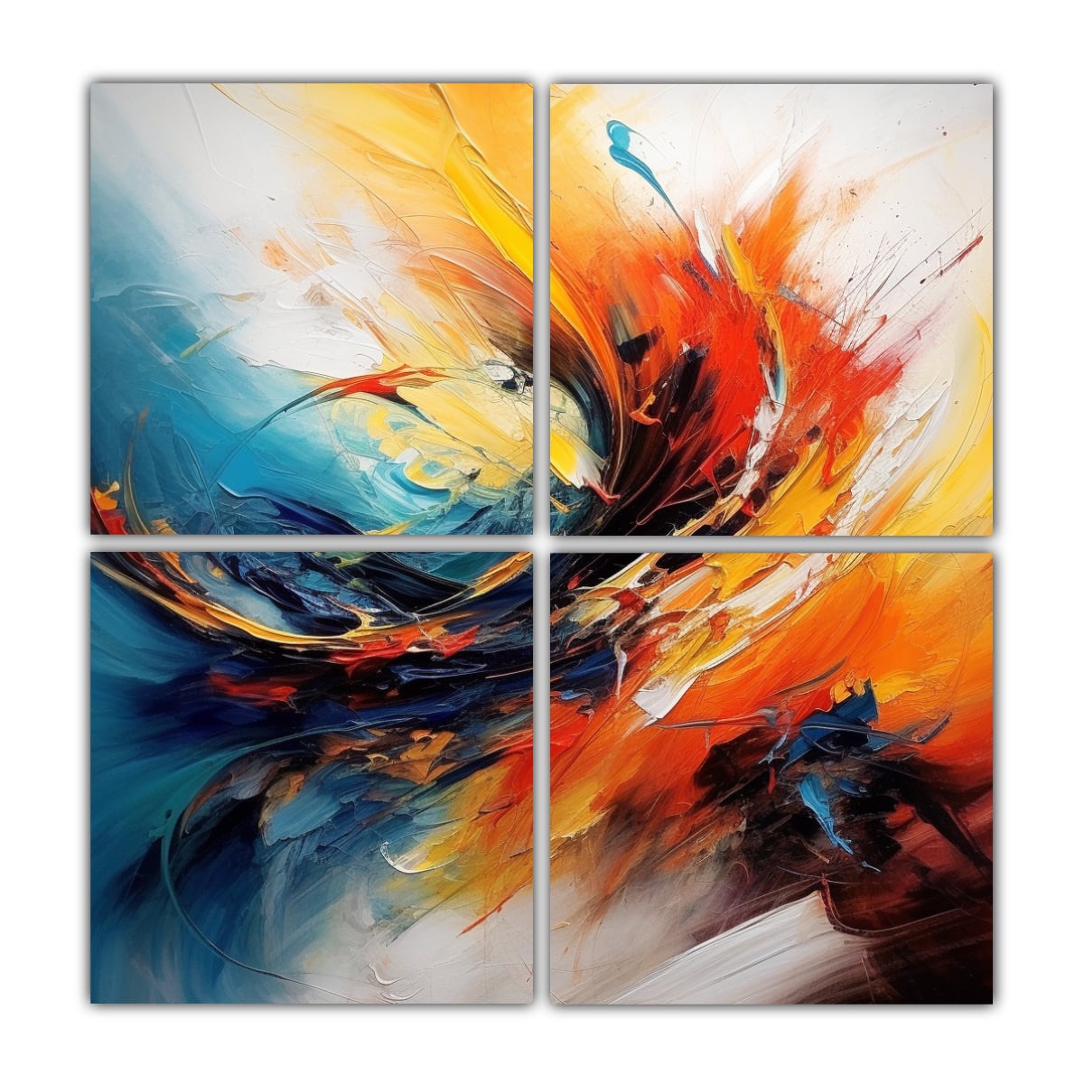 CUADROS ABSTRACTOS DE 4 TELAS EN BASTIDOR PARA 180X180 CM - 1