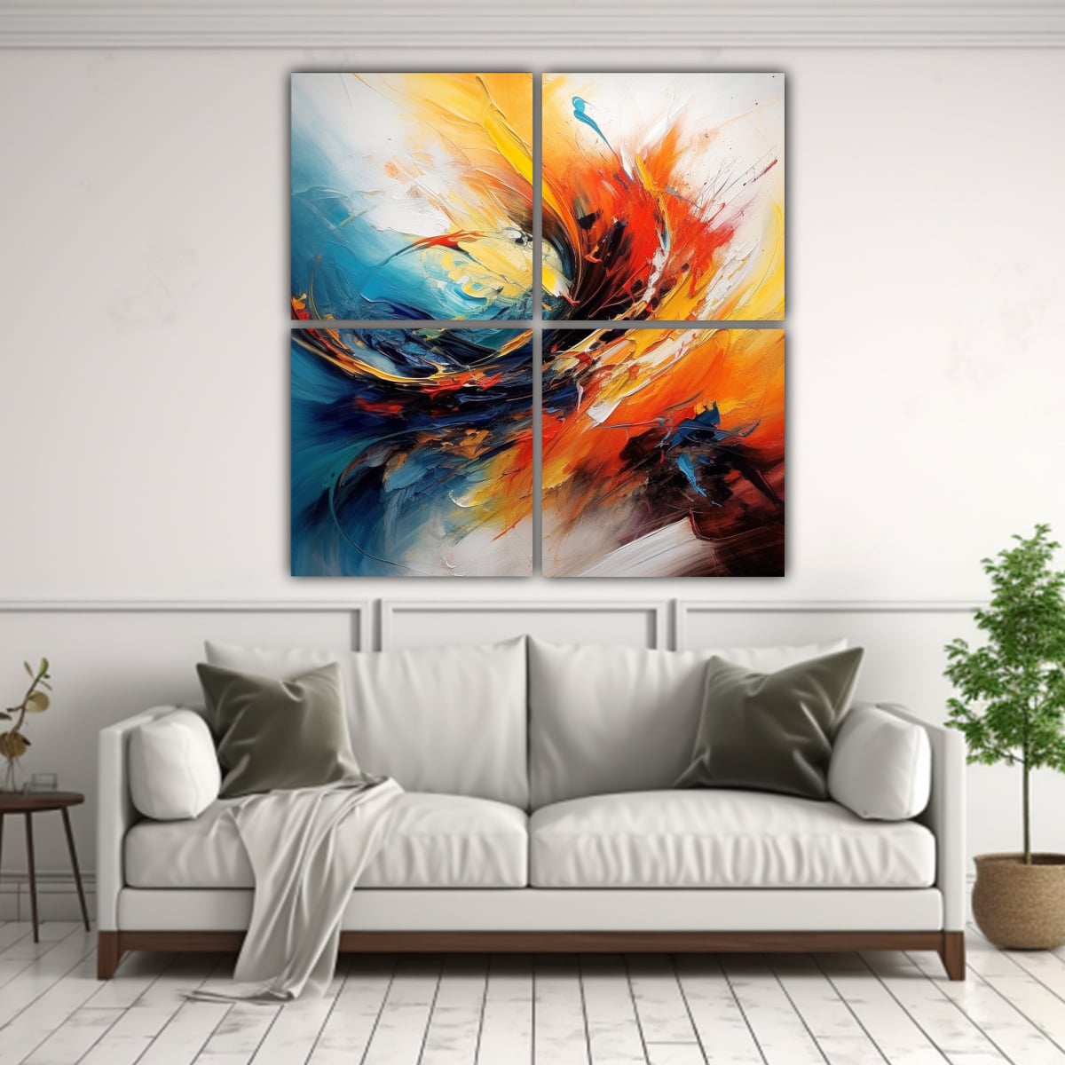 CUADROS ABSTRACTOS DE 4 TELAS EN BASTIDOR PARA 180X180 CM - 2