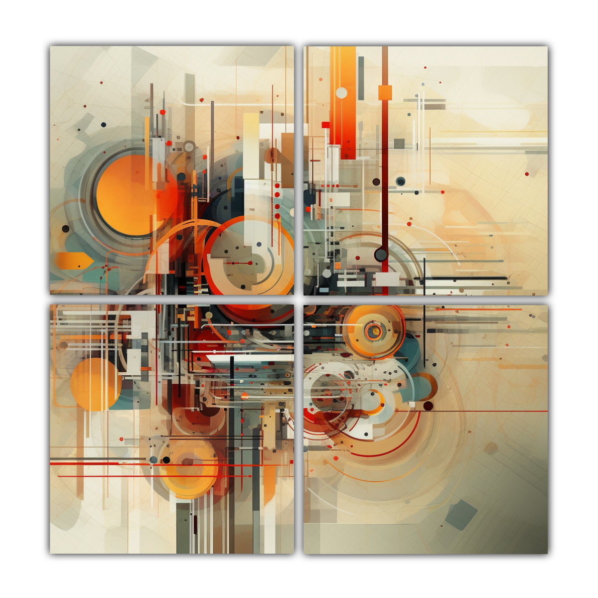 CUADRIPTICO ABSTRACTO TECNOLÓGICO COMBINACIÓN 60X60 CM - 1
